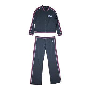 New Y2K BCBG Max Azria Track Suit XL Embroidered Wide Leg Stripe Baddie Rare